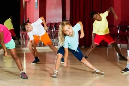 dance A group of kids dancing at a dance studio
